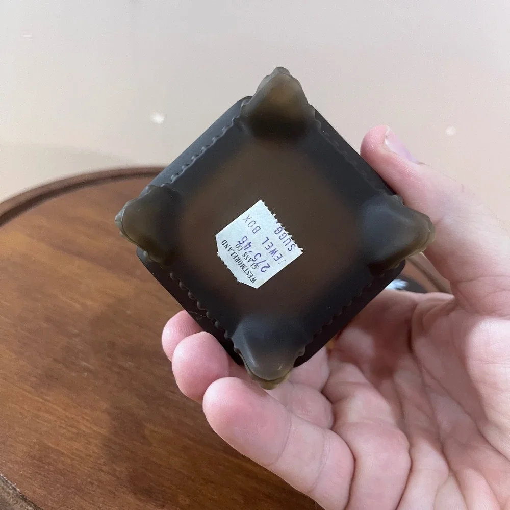 Vtg Westmoreland Glass Satin Black Daisy Beaded Footed Trinket Jewel Box 27546